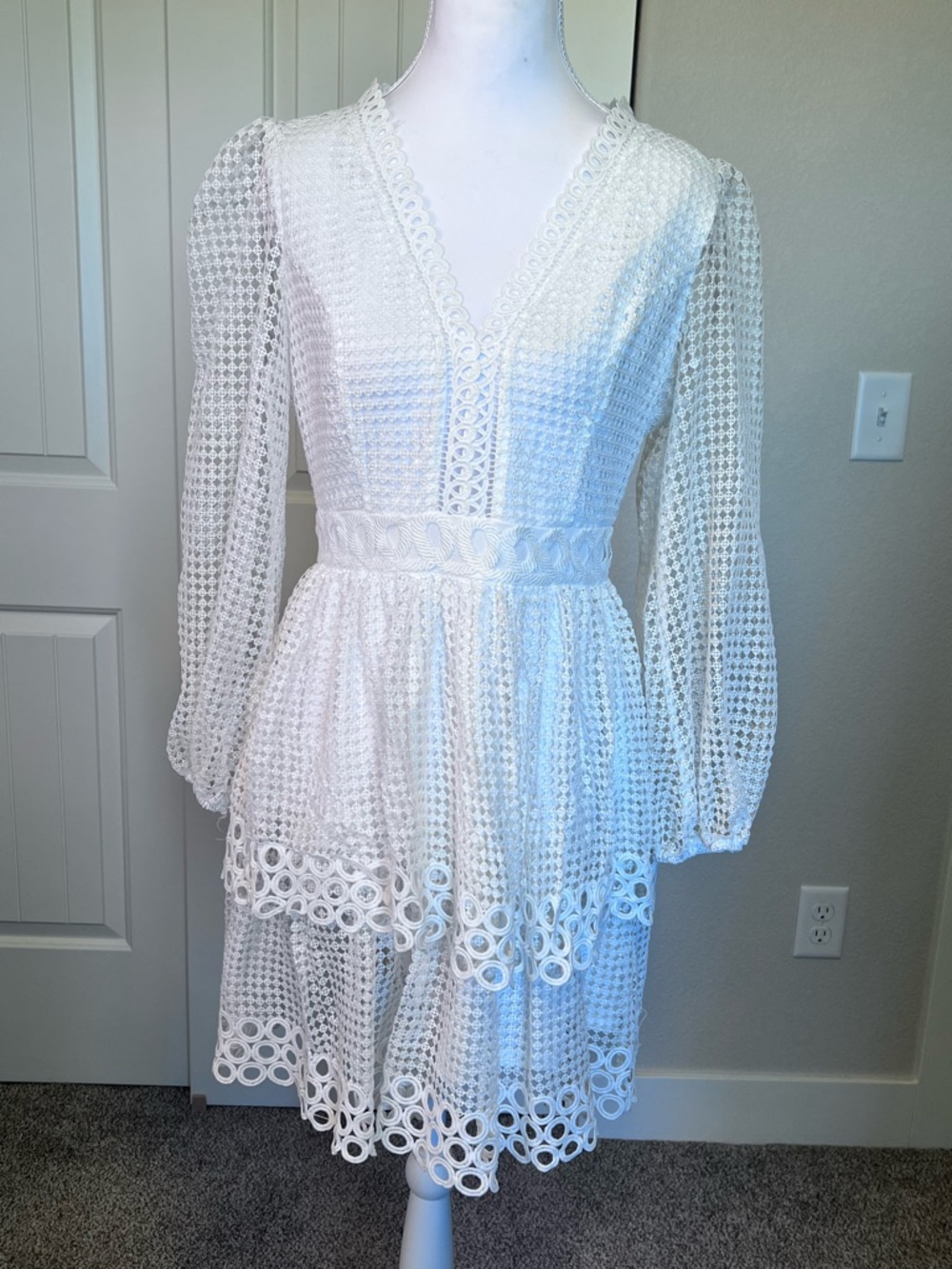 Flying Tomato A. Calin White Lace-Trim Dress Sz Small